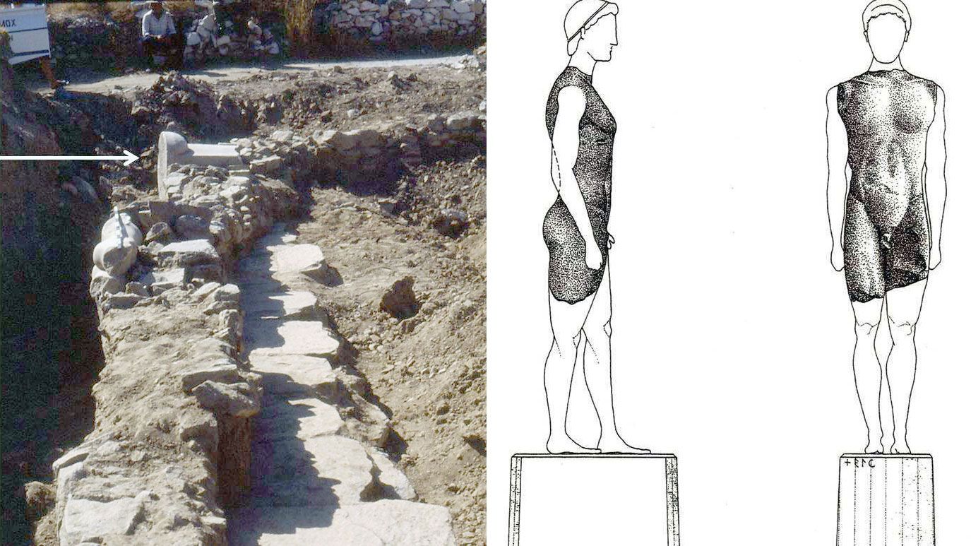 The kouros and its base from Aghios Panteleimon archaeological site