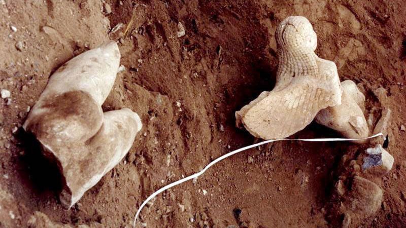 marble Gorgon statue found in the Panteleimon arcaeological site in Parikia, Paros